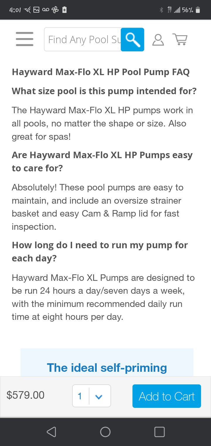 Hayward XL Max Flo Pool Pump