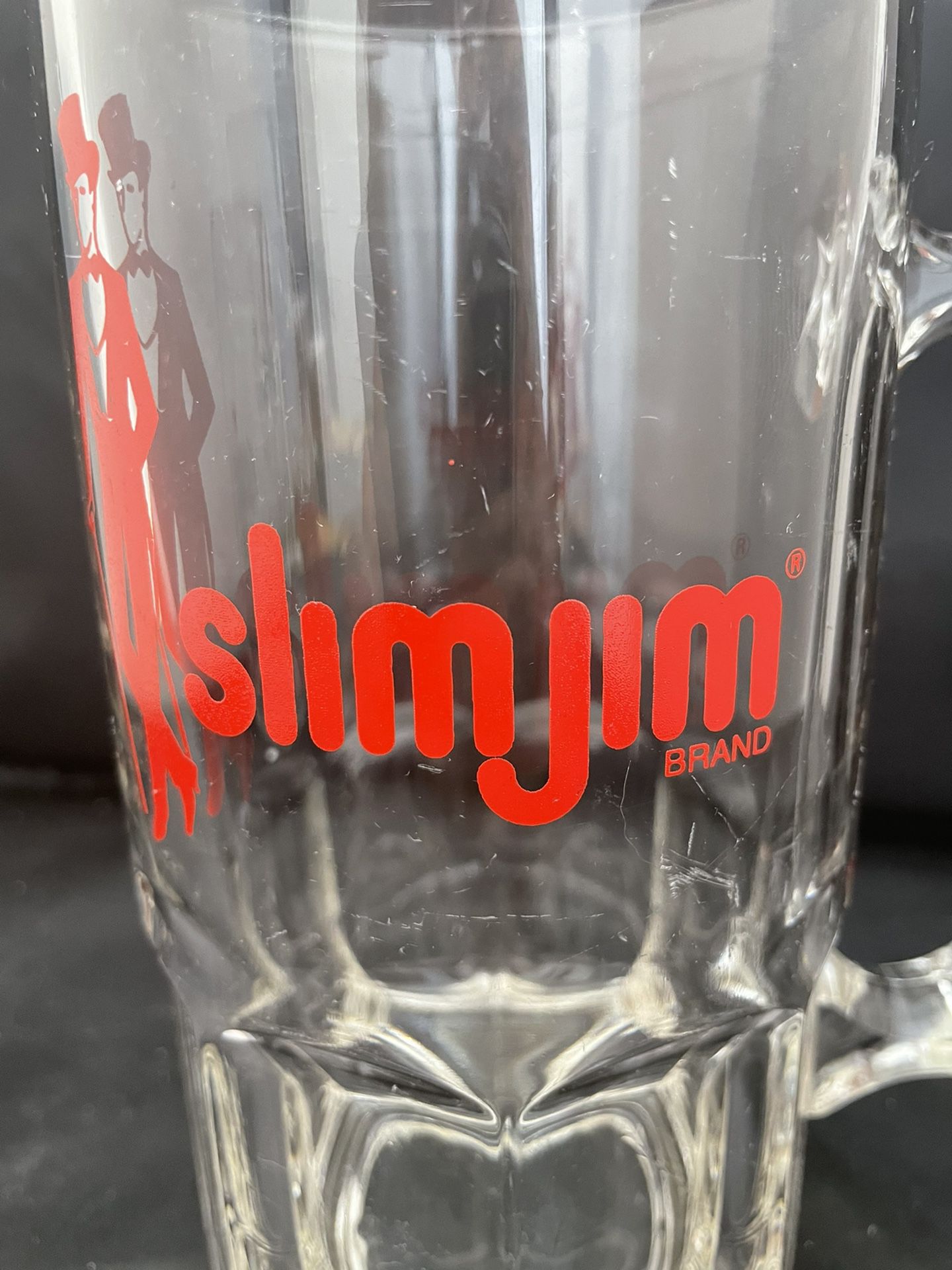 8” Slim Jim Brand Beef Jerky Beer Mug, Vintage Glassware. 