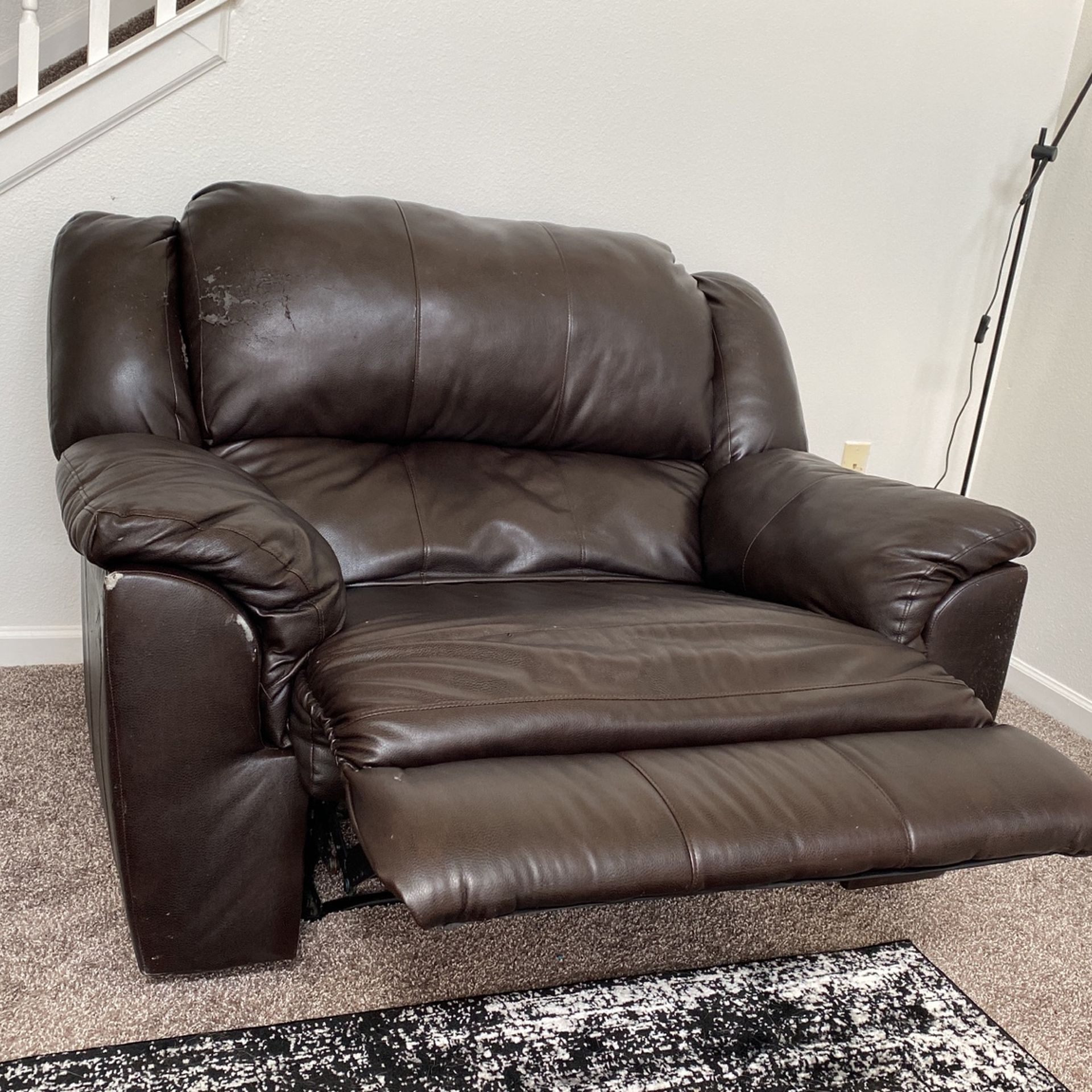 Oversized Faux Leather Recliner