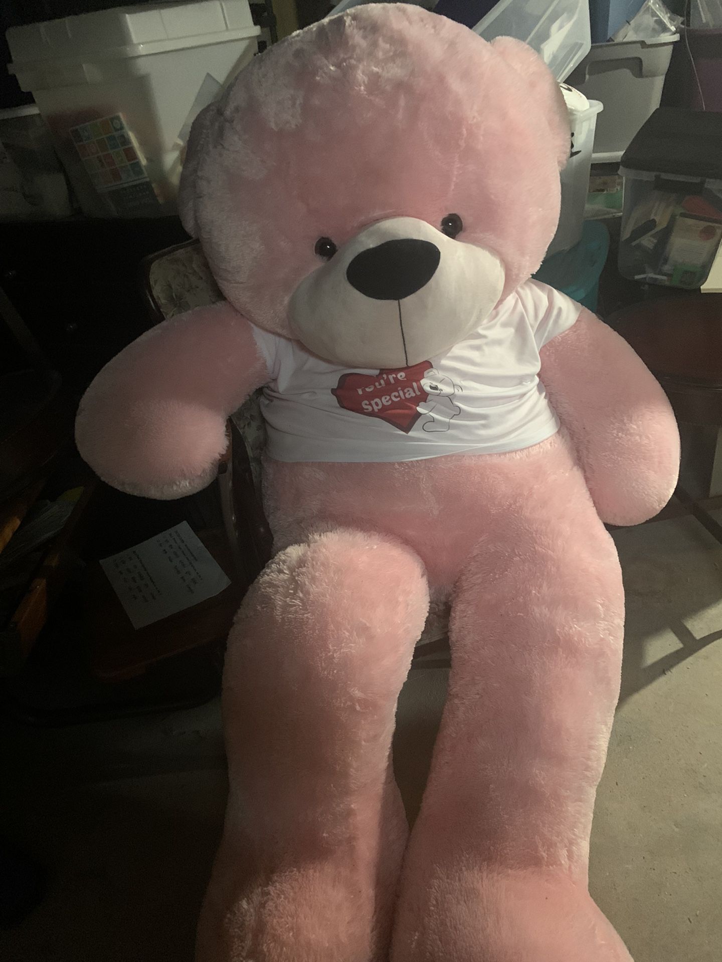 6 Foot Pink Bear With Shirt That Says You’re Very Special”