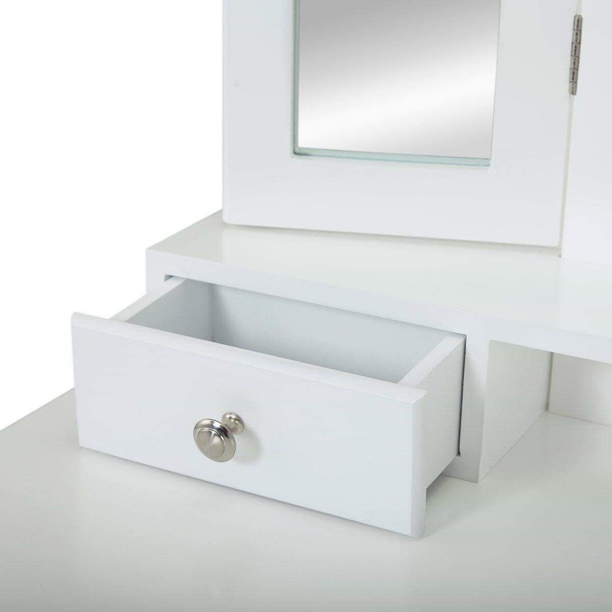 🔥BRAND NEW White Vanity Set with Foldable Mirrors