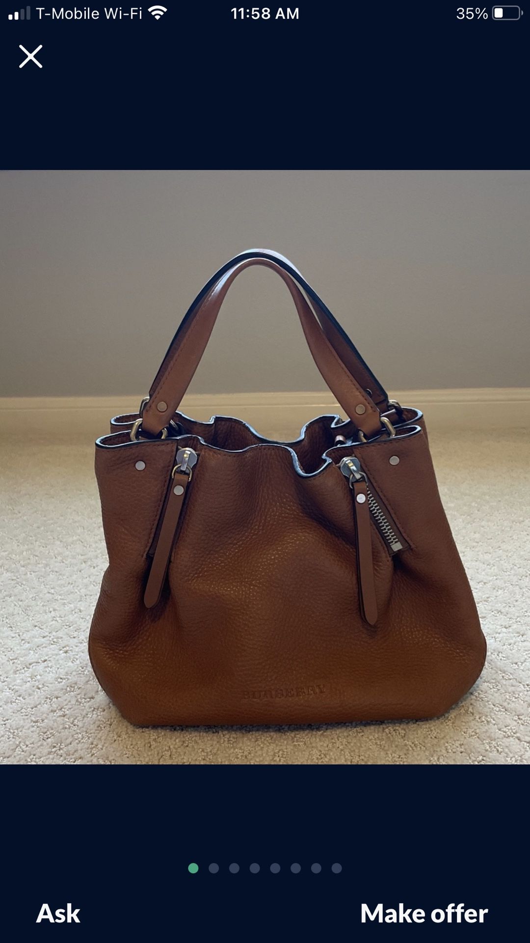 Small Maid Tote 100% Authentic Saddle brown Burberry