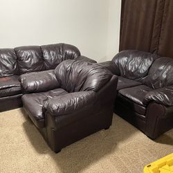 Leather Couch, Loveseat, Chair Furniture Thumbnail