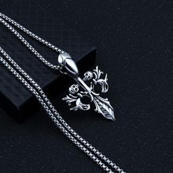 "Stainless Steel Skull Necklace for Men, BL134 Thumbnail