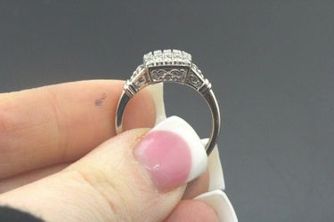 14k White Gold & Diamond Unique Ring 0.15 TCW I SI2 2.9g.  #30322B Thumbnail