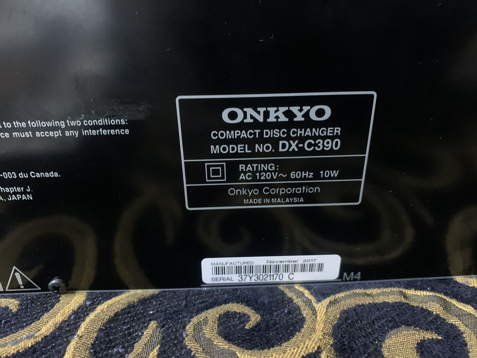 Onkyo DX-C390 High Precision 6 Disc Carousel CD Changer w/ Remote