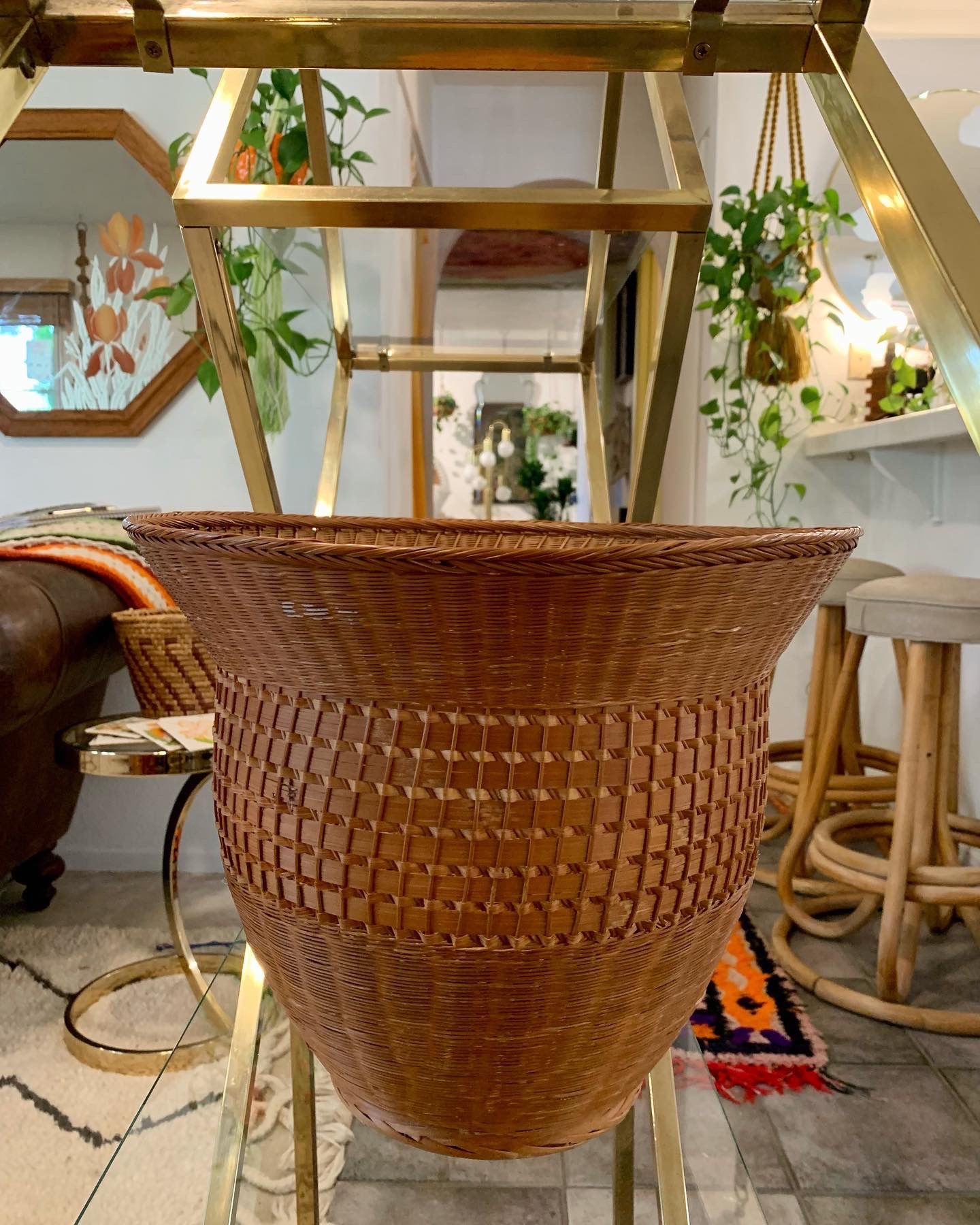 Vintage Basket Hand Woven Plant Basket