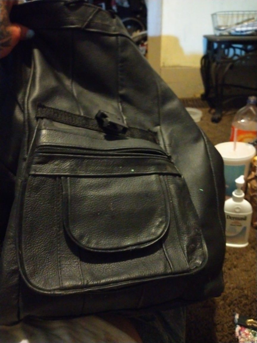 Genuine Leather Black Backpack