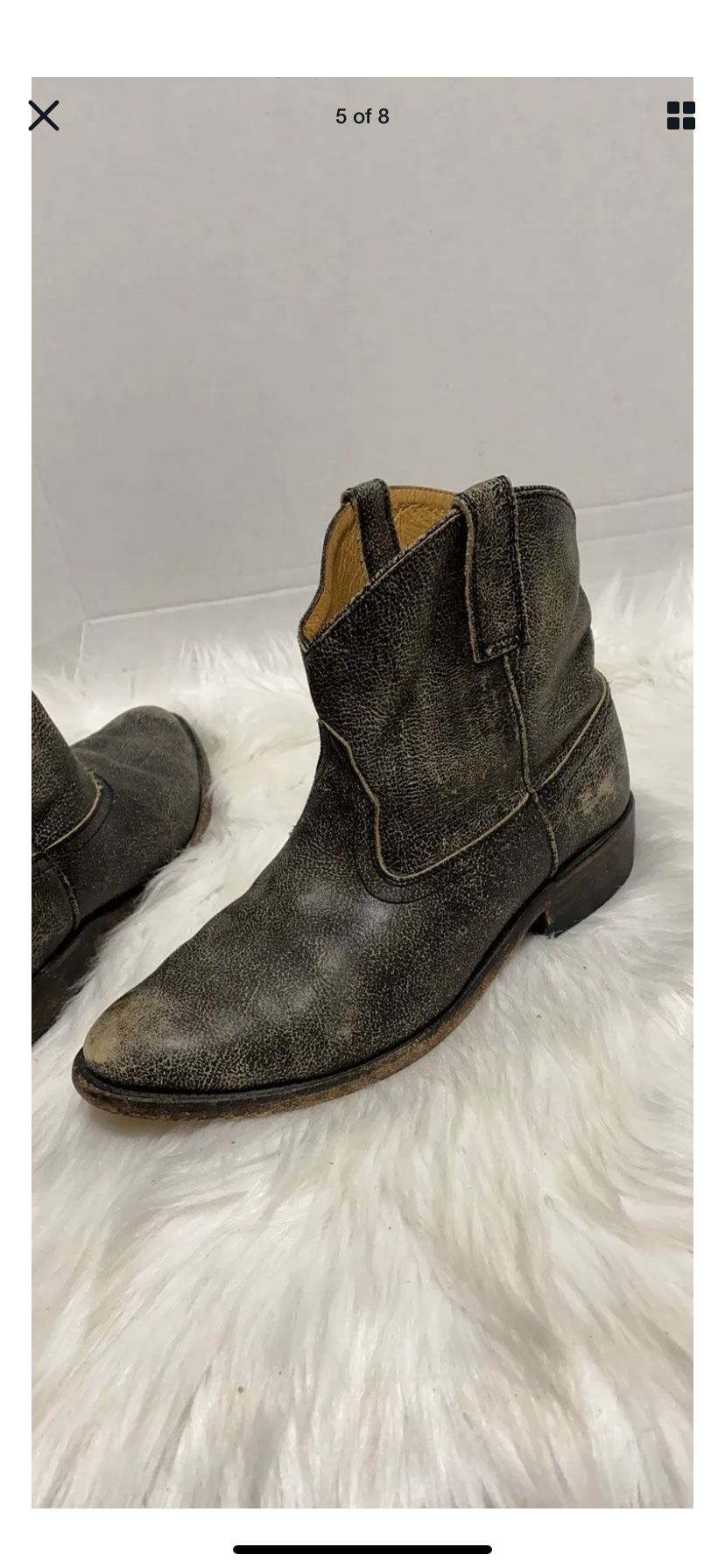 Women's Aldo Short Cowboy Boots, Brown Destress Size 7
