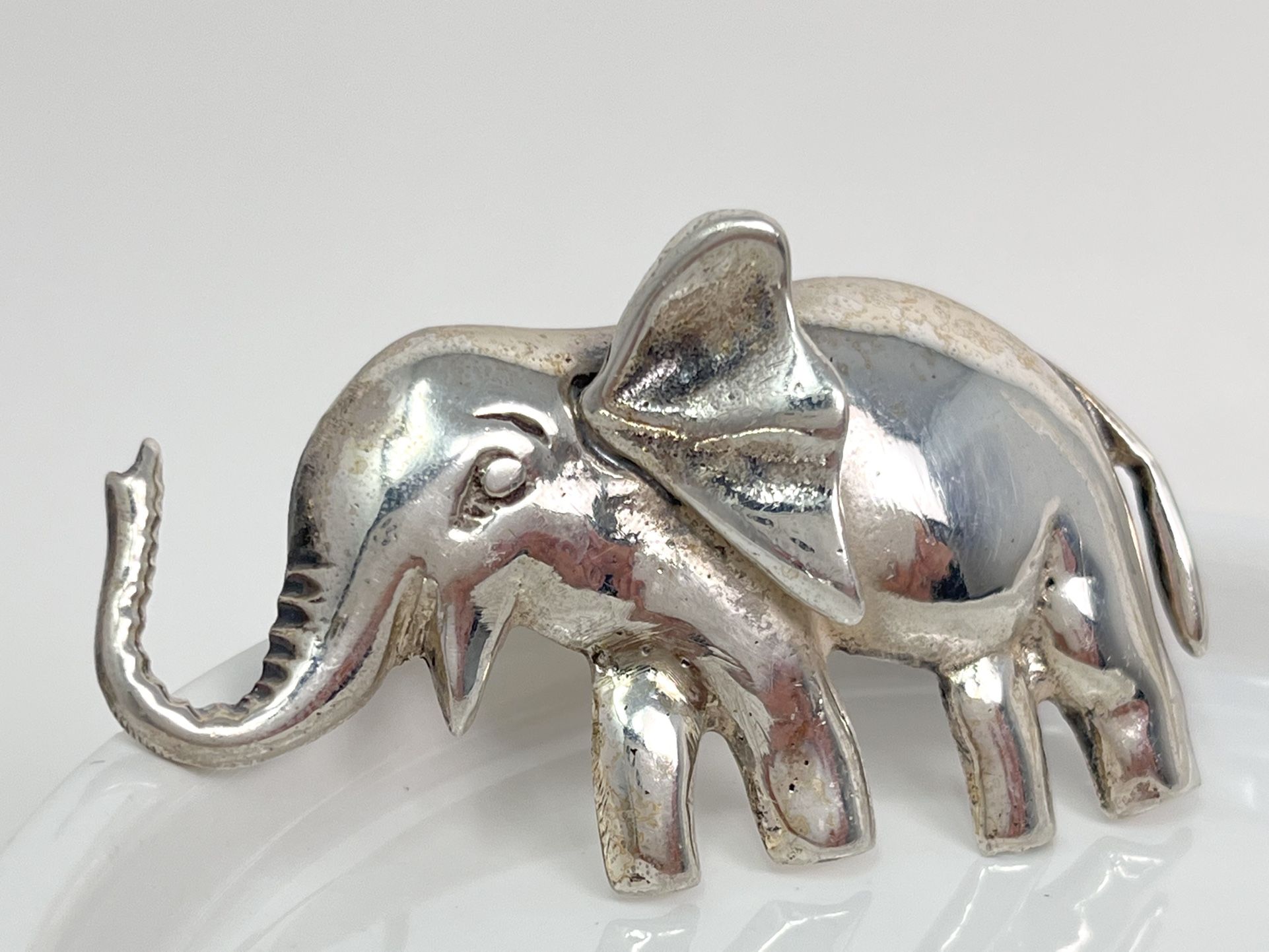 Vintage Sterling Silver Baby Elephant Brooch