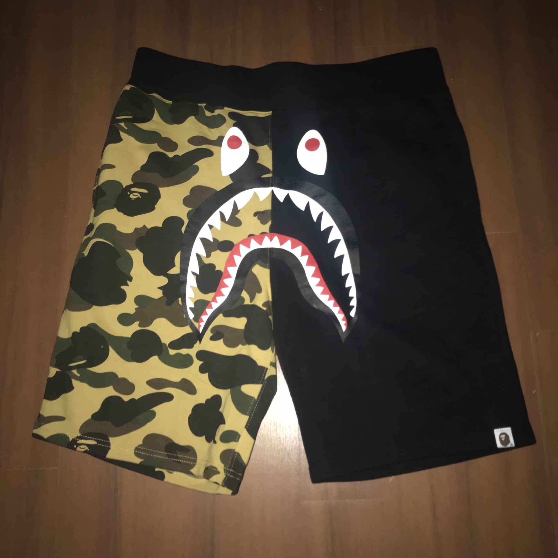 Bape A Bathing Ape Half Yellow 1st Camo Shark Shorts, Sz L, XL and XXL ...