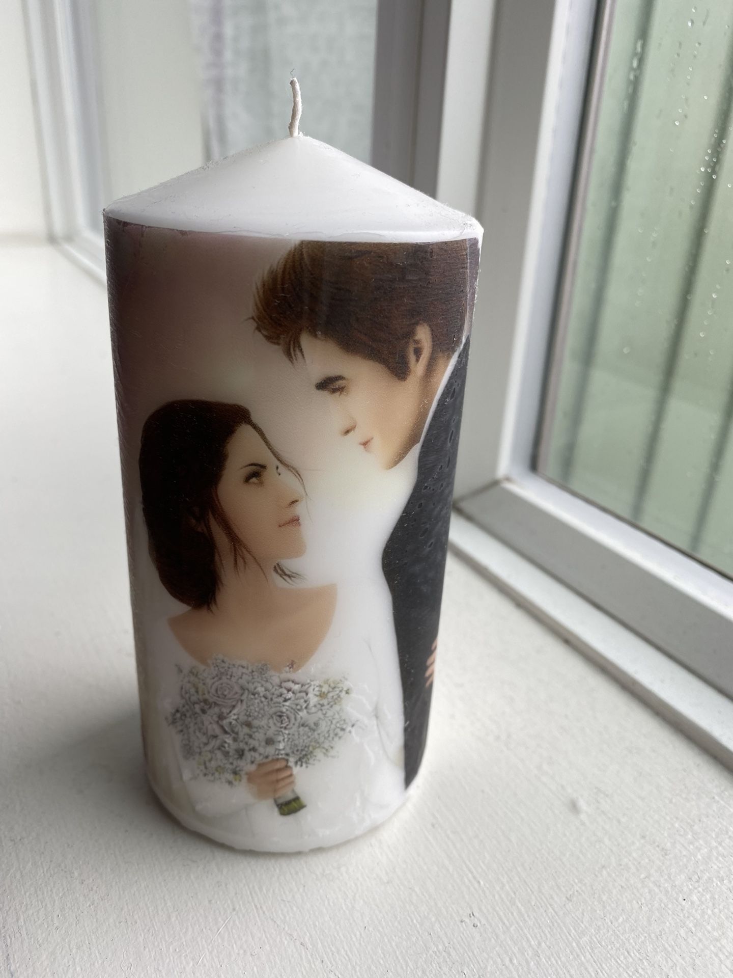 Candle With Picture Of Wedding