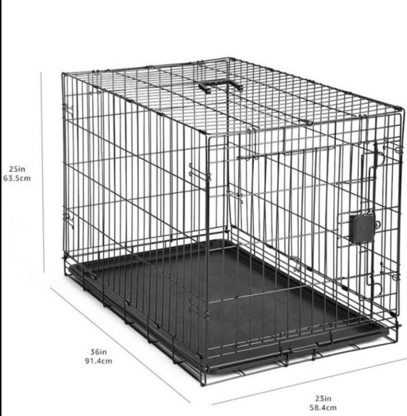 Amazon Basics Foldable Metal Wire Dog Crate with Tray 42-inch, Single Door Styles
