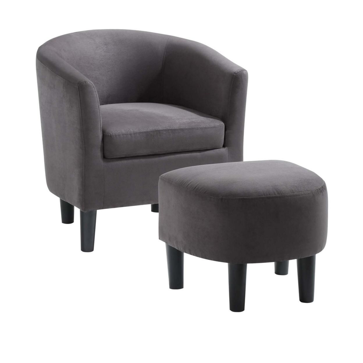Take a Seat Churchill Accent Chair with Ottoman, Dark Gray