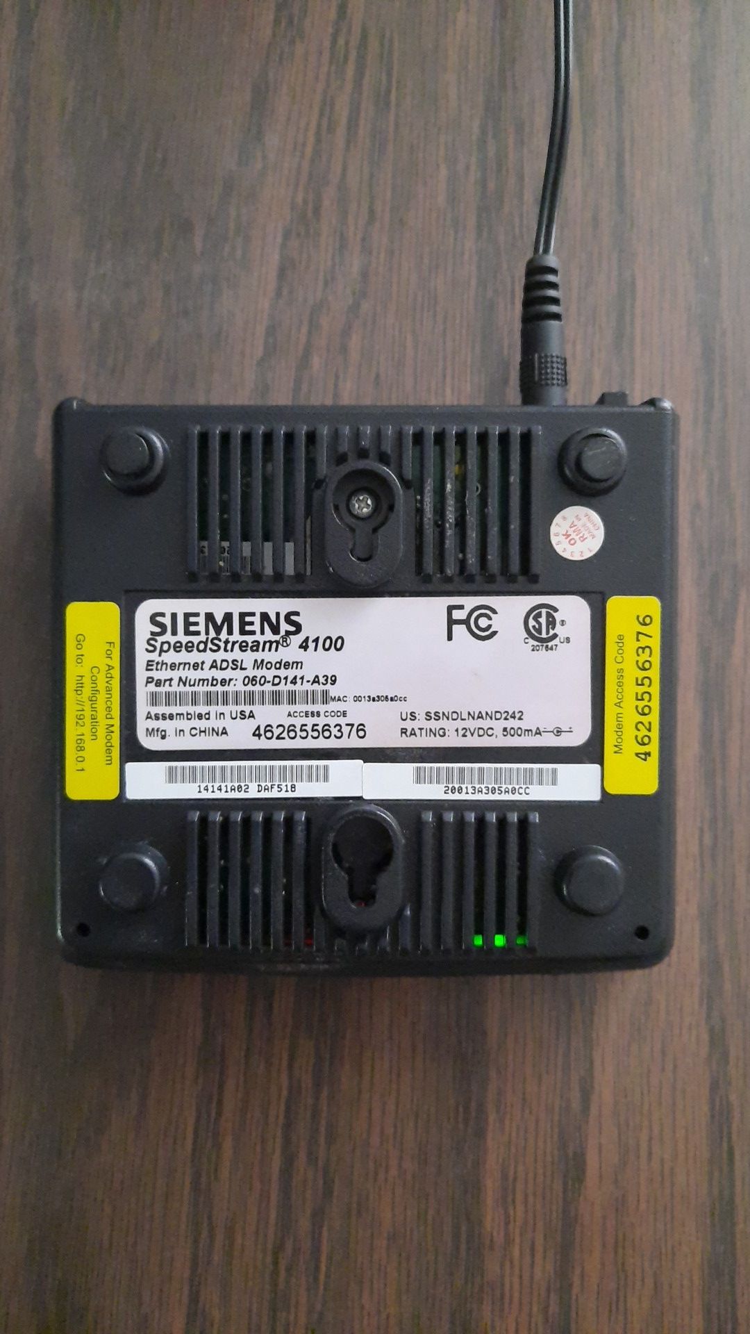 SIEMENS SpeedStream 4100 Ethernet DSL Modem