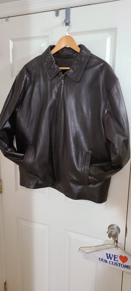 Brown Leather Jacket With Detachable Lining