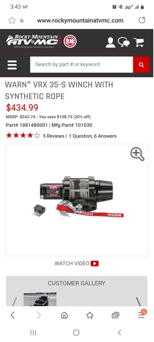 warn VRX 35-s winch