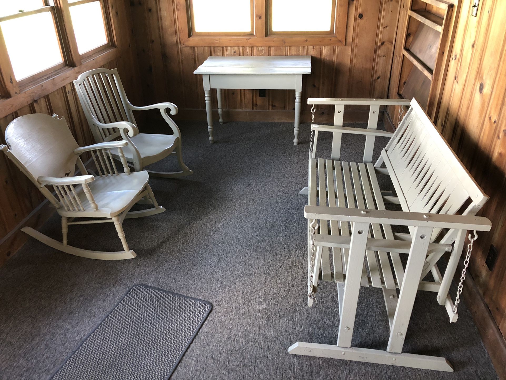Patio picnic furniture 4 piece set swing chairs table