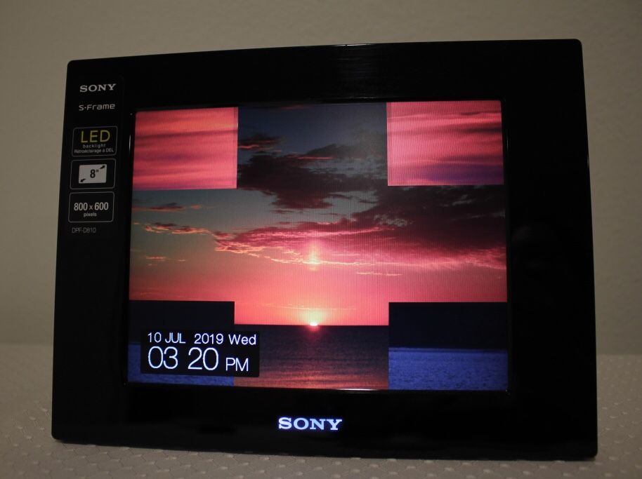 Sony Digital 8” Photo Frame | LED Backlight | 800 x 600 pixels | Remote Control | DPF-D810 | Features: Slideshow, Clock, Calendar