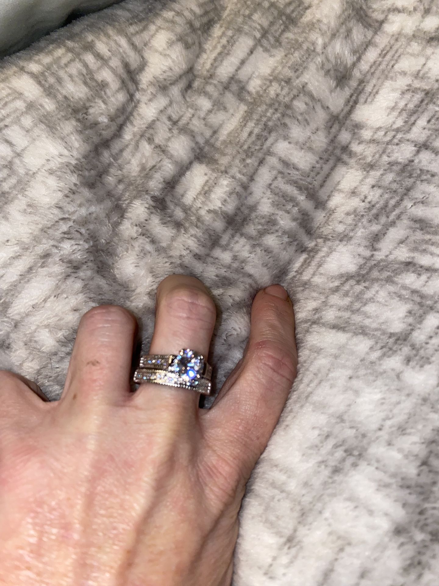 2 Band Wedding Set With Cz Diamonds 2ct Round Solitaire With Matching Band