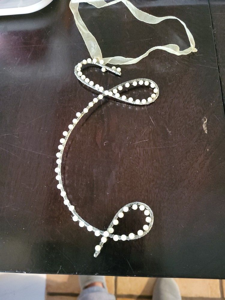 Metal Letter With Pearls