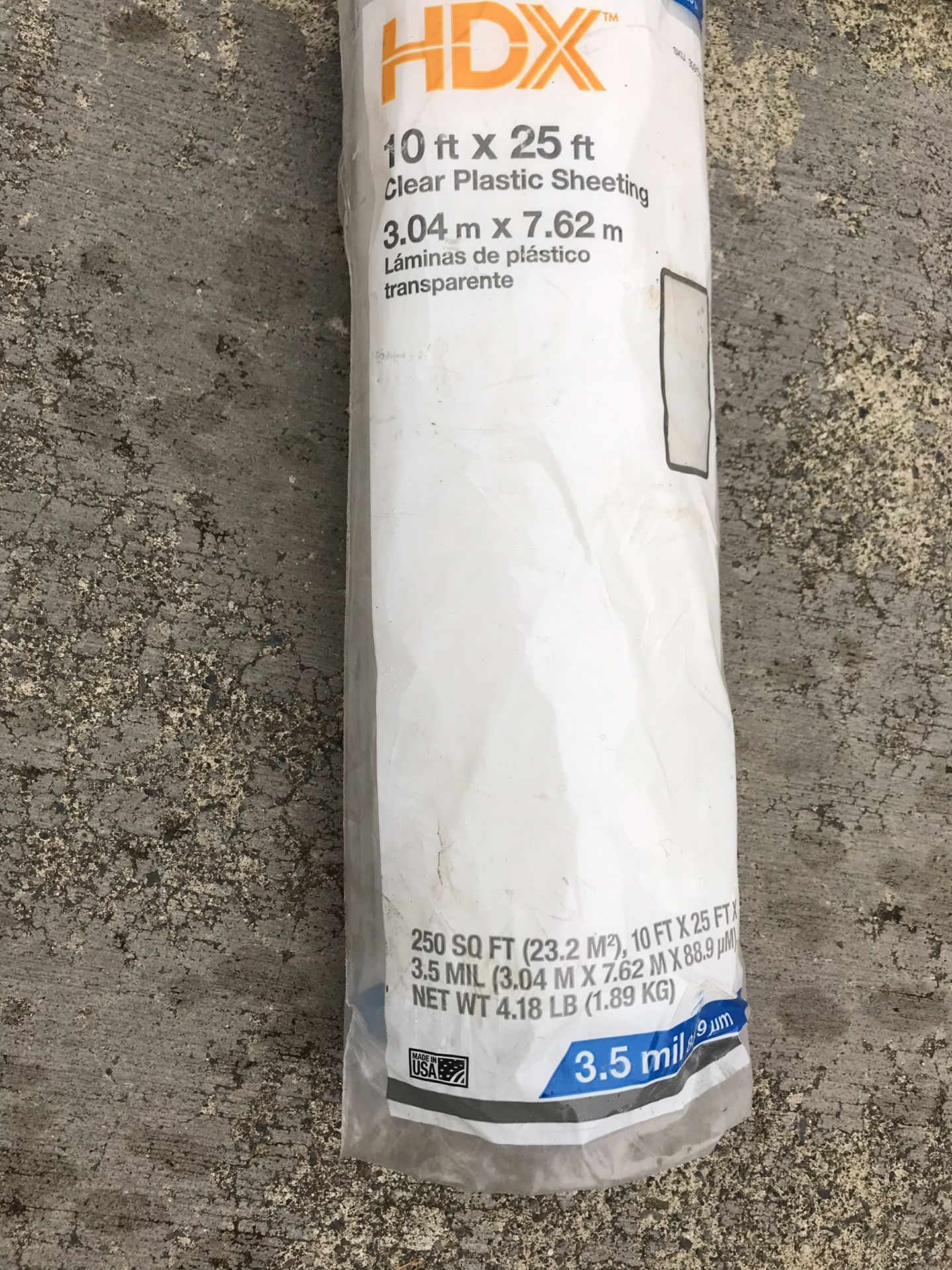 One roll of 3 mill plastic, 10’ x 25’