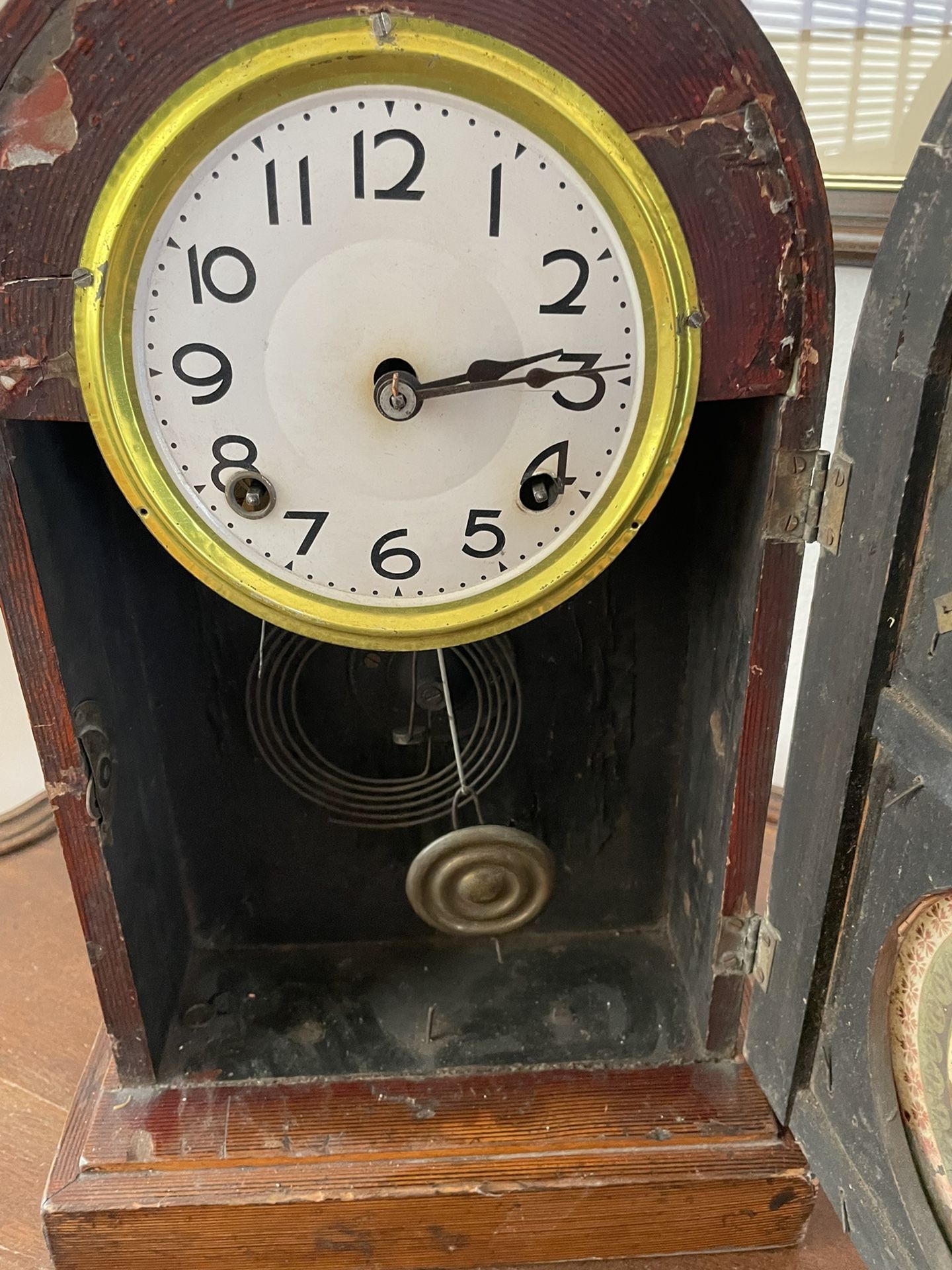 Antique Clock And Key - $50.00