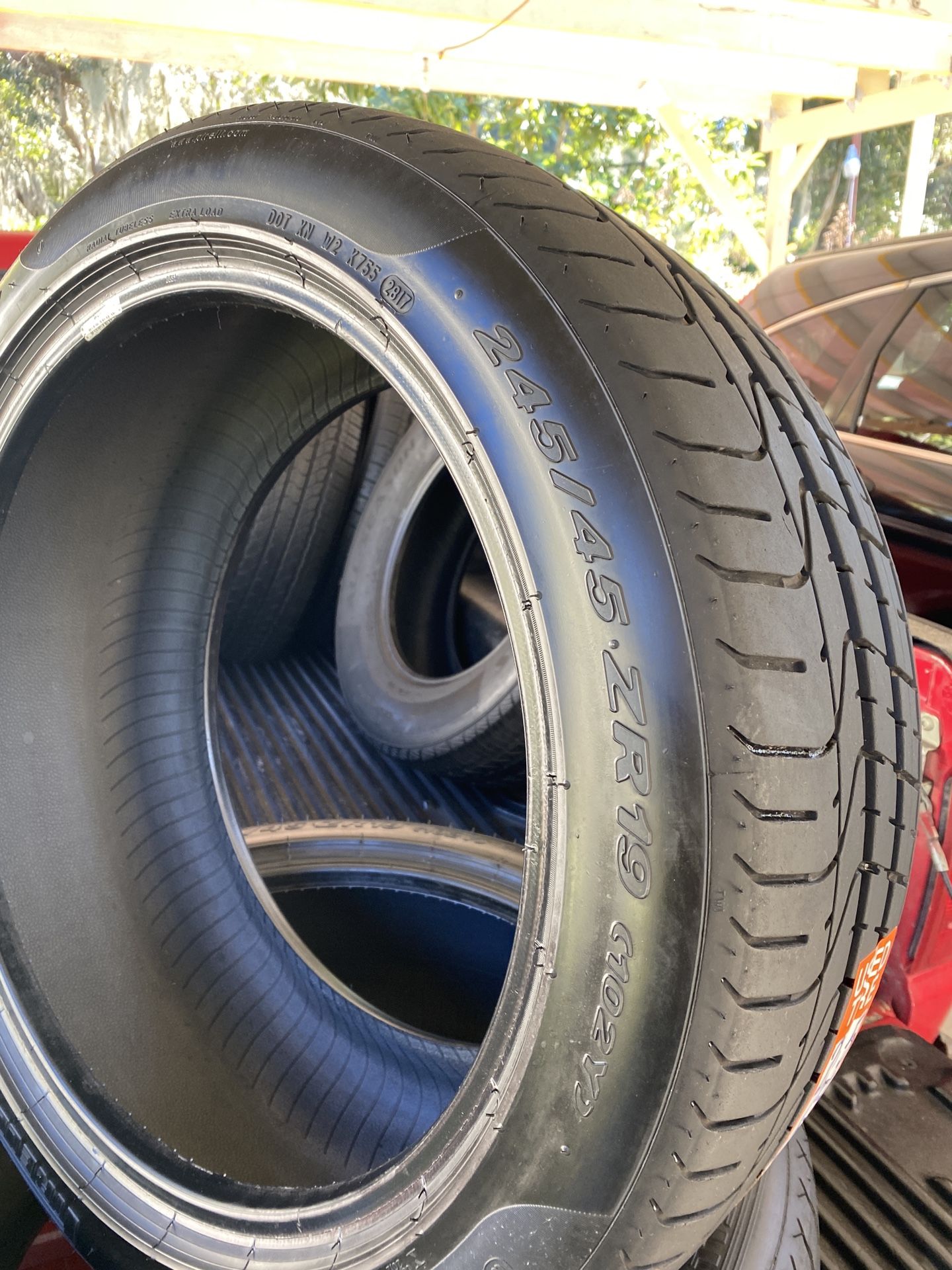 245-45ZR19 Pair 2tires Pirelli PZero 90%life 2019 Zero Repairs