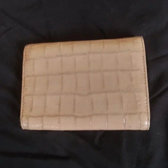 Miu miu by prada cream embossed leather gold lavender interior fold snap wallet