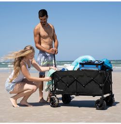 （🆕inbox）Collapsible Folding Wagon Beach Carts with Big Wheels for Sand Thumbnail