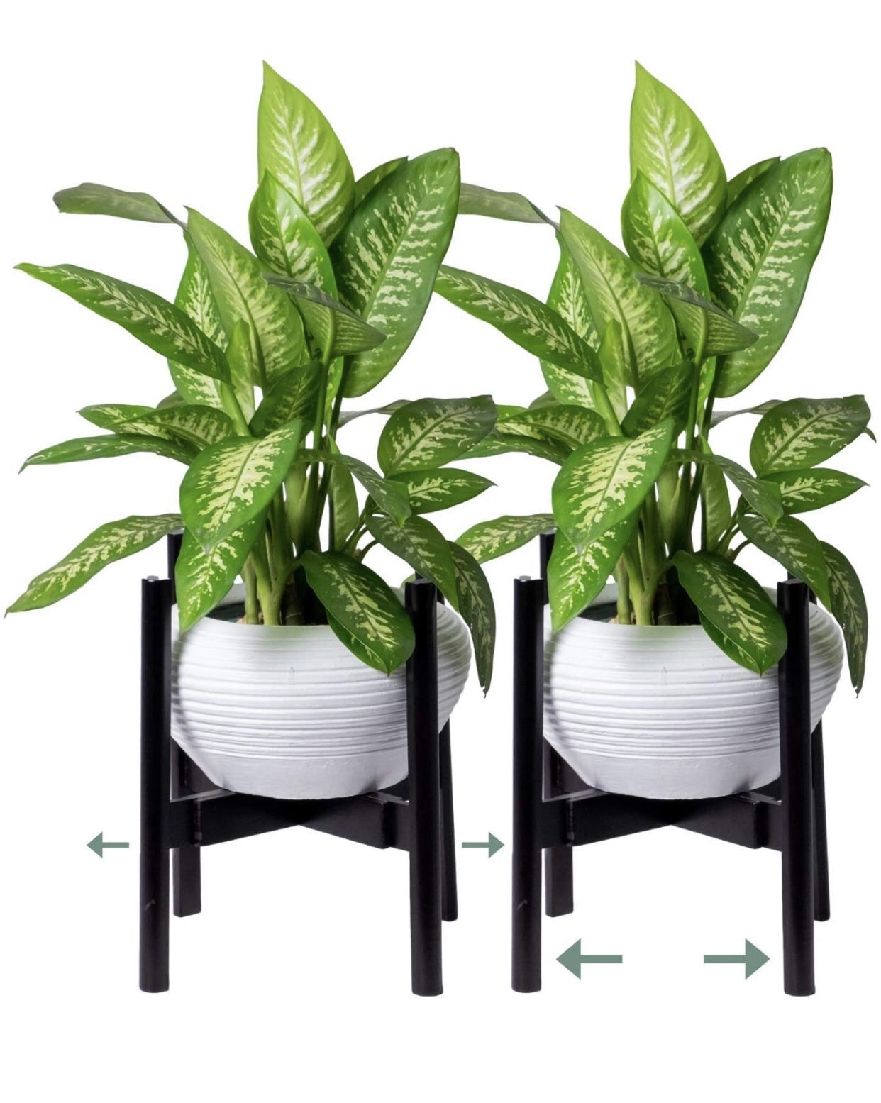 Essentials Bamboo Plant Stand - Set of 2 Adjustable Wooden Planter Holder Flower Pot Stands - Mid Century Modern Wood Plant Stand for Indoor Outdoor L