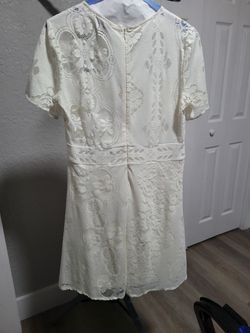 Topshop Off White Short Sleeve Dress sz 8 Thumbnail