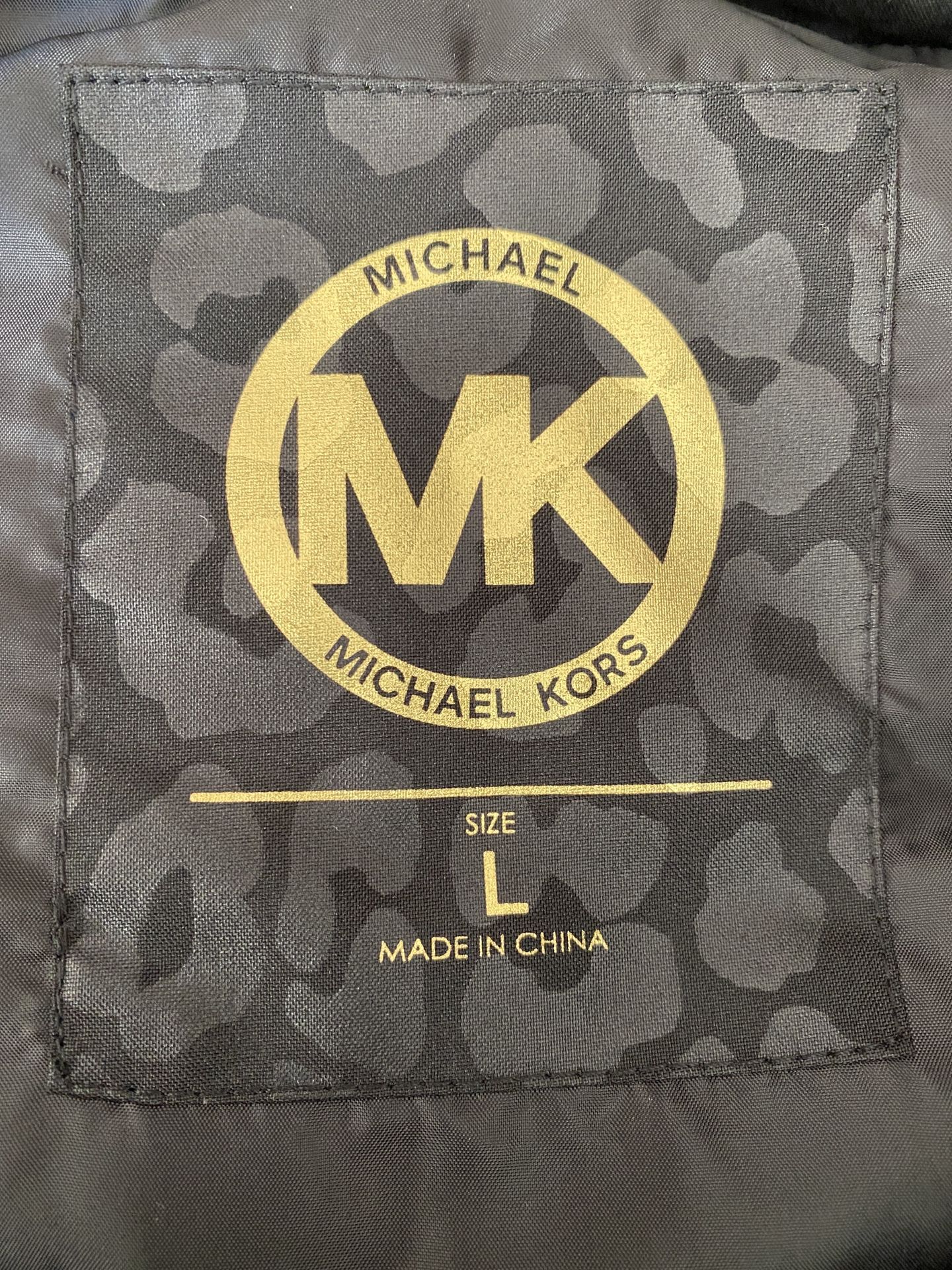 NWT Michael Kors Faux Fur Trim Hooded Short Embossed Vest