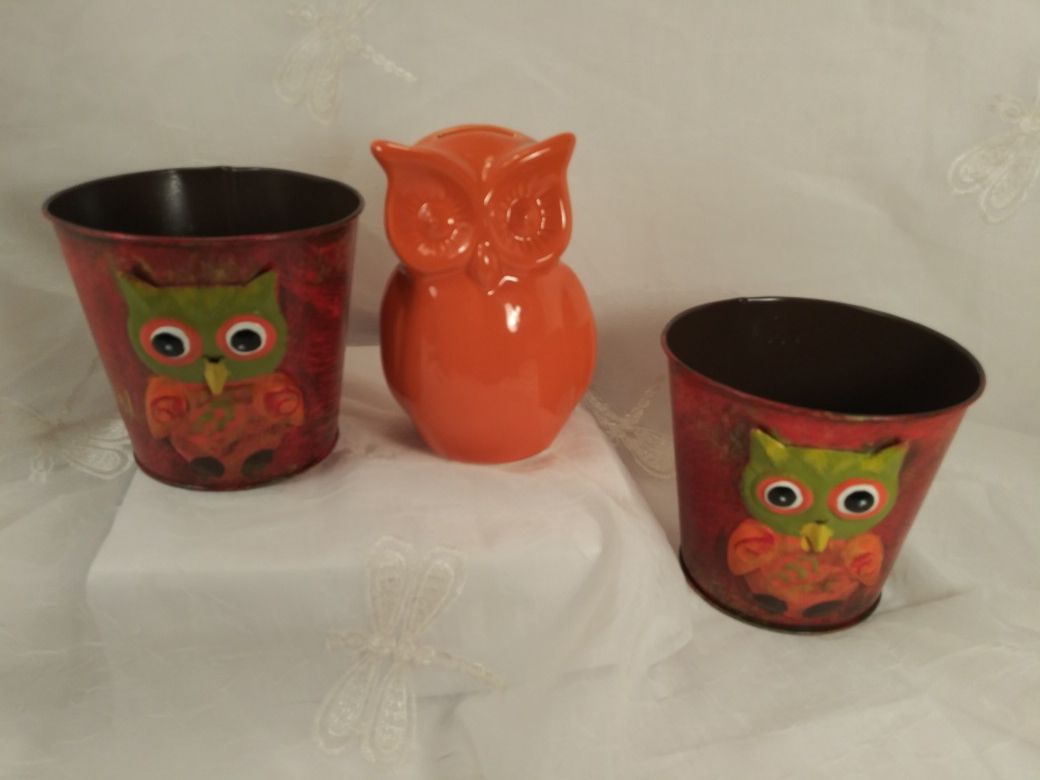 Owl Decor Bucket Bank