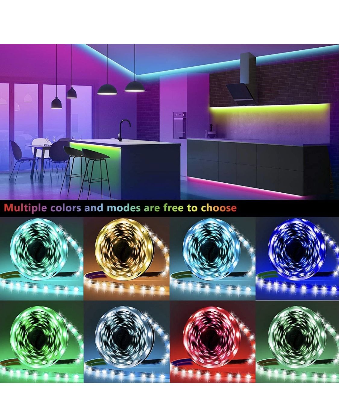90Ft Waterproof RGB Color Changing Led Light Strips SMD 5050 LED Strips with Remote Led Lights for Bedroom Kitchen Home Decoration