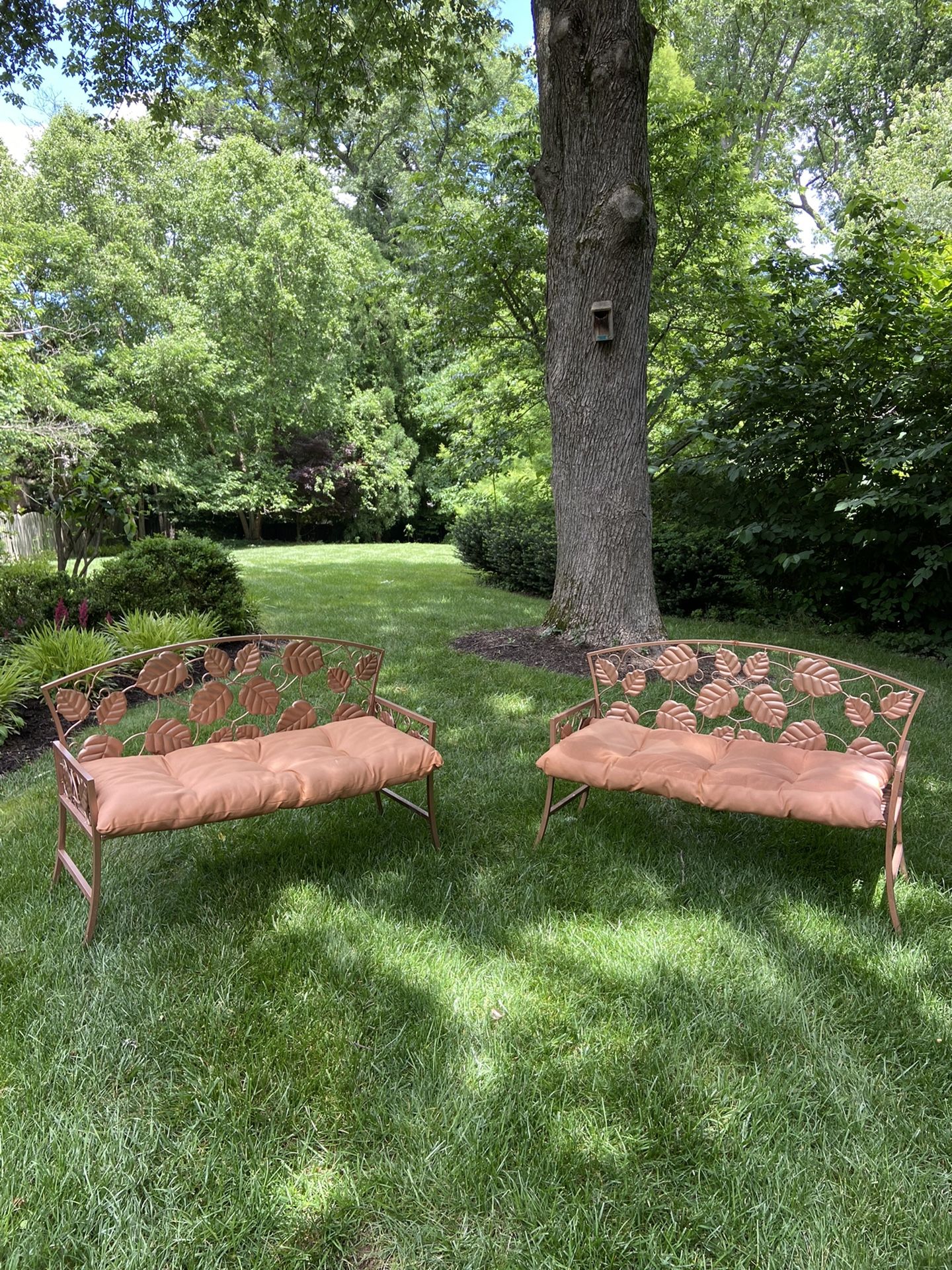 2 Outdoor Orange Benches
