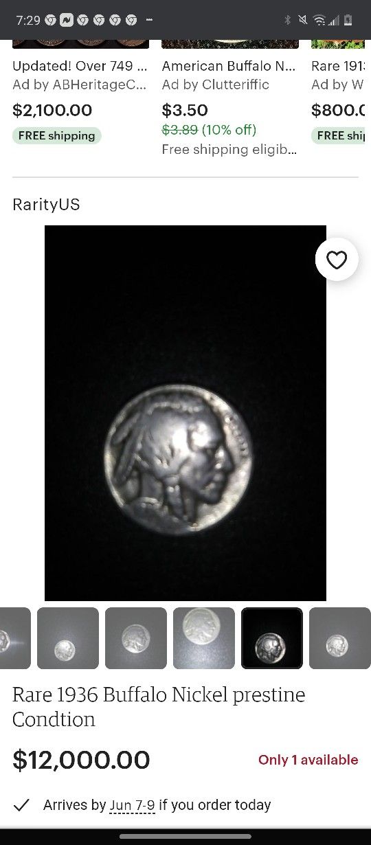 1943 Buffalo Indian Head Nickle