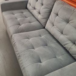 Blue/grey Felt Sofa...... Sm/md. Sized Thumbnail