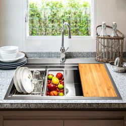 AKDY Handcrafted All-in-One Drop-In 30 in. x 22 in. x 9 in. Single Bowl Kitchen Sink in Stainless Steel with Accessories - #75951-OS Thumbnail