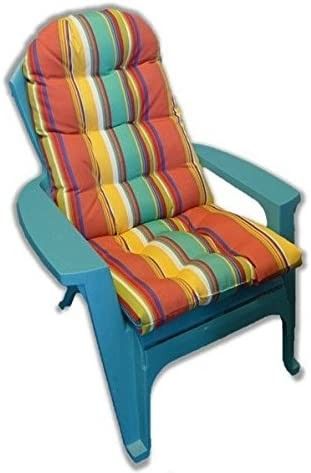 Outdoor Tufted Adirondack Chair Cushion - Red, Orange, Blue, Yellow, White Bright/Colorful Stripe