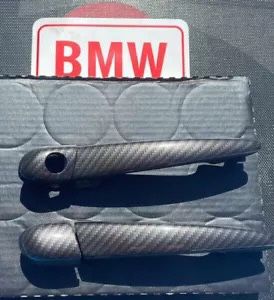 Set Of BMW E46 Exterior Door Handles Coupe/Vert HydroDipped Carbon Fiber