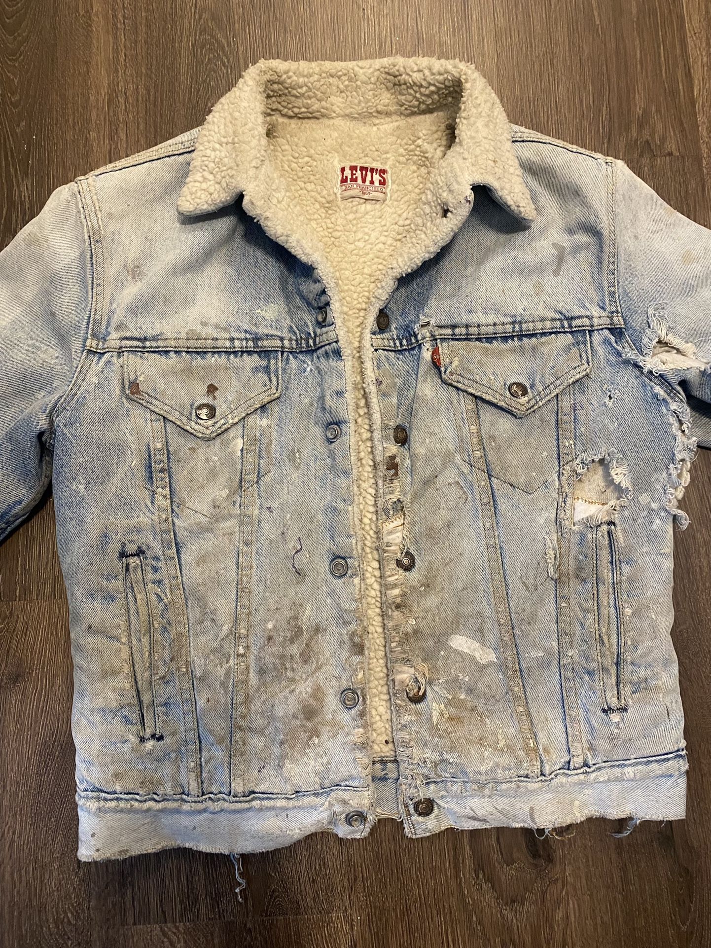 Vintage Levi’s Sherpa Lined Distressed Denim Jacket