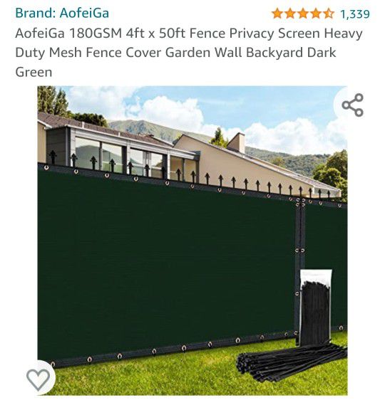 Dark Green 4X50 Foot Privacy Screen (Fence, Deck, Pool Privacy!)