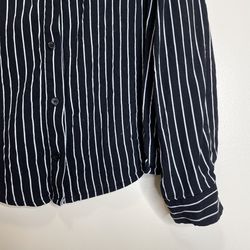 Black and White Striped Button Down Shirt Size Medium Thumbnail