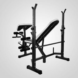 NEW Adjustable Weight Bench fits Olympic Press Lifting Barbell for Home Workout Backyard Exercise Thumbnail
