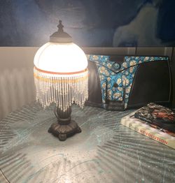 Antique beaded lamp Thumbnail