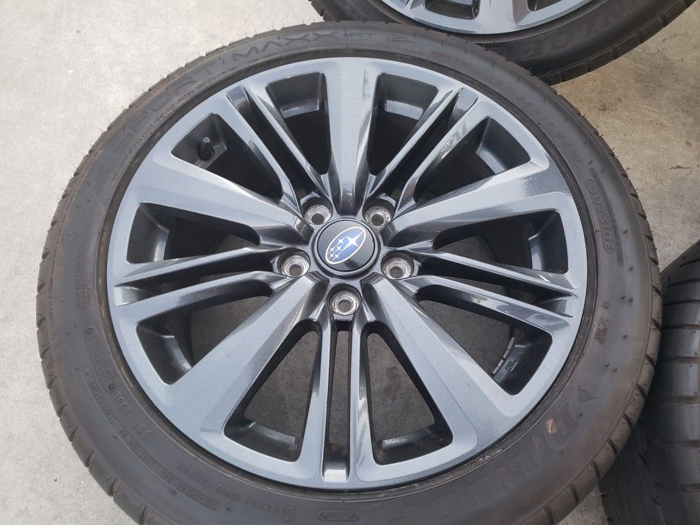 SUBARU WRX STI 17"INCH WHEELS WITH SPORT MAXX DUNLOP 235/45/17 TIRES