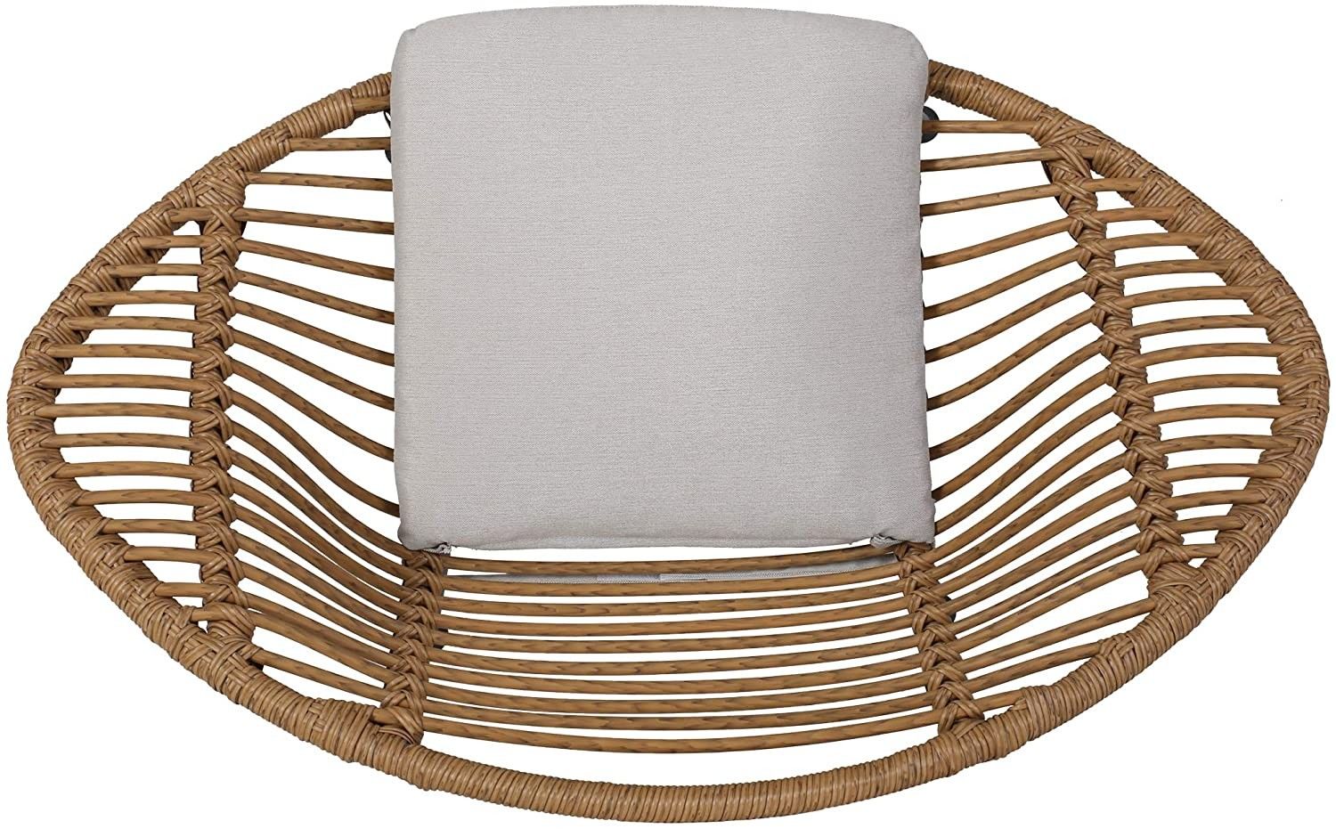 Set of 2 - Modern Woven Rattan Chair with Cushions, Light Brown and Beige