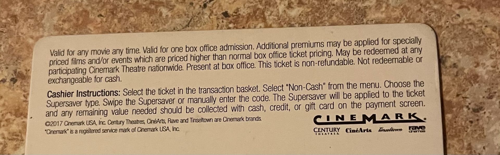 4 Cinemark Movie Passes