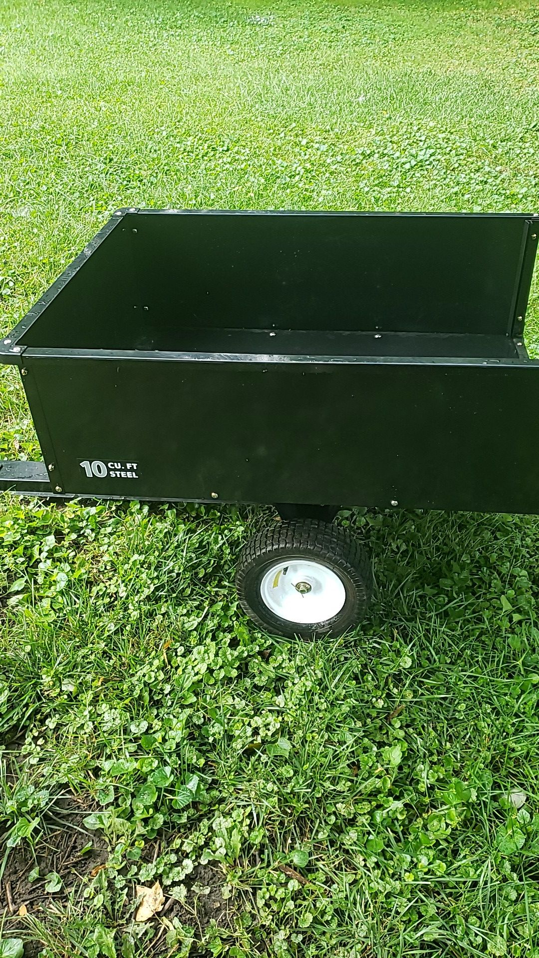 Yardworks 10 cubic feet steel trailer / dump cart for Sale in ...